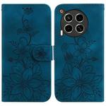 For Tecno Camon 30 4G / 5G / CL6 / CL7 Lily Embossed Leather Phone Case(Dark Blue)