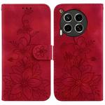 For Tecno Camon 30 4G / 5G / CL6 / CL7 Lily Embossed Leather Phone Case(Red)