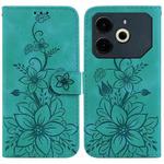 For Tecno Pova 6 Neo Lily Embossed Leather Phone Case(Green)
