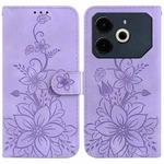For Tecno Pova 6 Neo Lily Embossed Leather Phone Case(Purple)