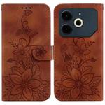 For Tecno Pova 6 Neo Lily Embossed Leather Phone Case(Brown)