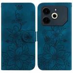 For Tecno Pova 6 Neo Lily Embossed Leather Phone Case(Dark Blue)