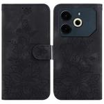 For Tecno Pova 6 Neo Lily Embossed Leather Phone Case(Black)