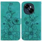 For Tecno Spark Go 1 / Pop 9 Pro Lily Embossed Leather Phone Case(Green)