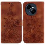 For Tecno Spark Go 1 / Pop 9 Pro Lily Embossed Leather Phone Case(Brown)