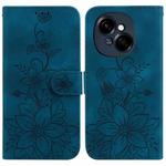 For Tecno Spark Go 1 / Pop 9 Pro Lily Embossed Leather Phone Case(Dark Blue)