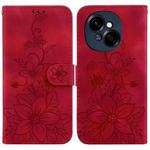 For Tecno Spark Go 1 / Pop 9 Pro Lily Embossed Leather Phone Case(Red)
