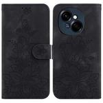 For Tecno Spark Go 1 / Pop 9 Pro Lily Embossed Leather Phone Case(Black)