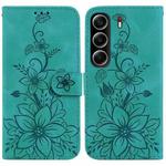 For Tecno Camon 40 Lily Embossed Leather Phone Case(Green)