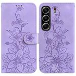 For Tecno Camon 40 Lily Embossed Leather Phone Case(Purple)