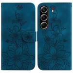 For Tecno Camon 40 Lily Embossed Leather Phone Case(Dark Blue)