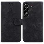 For Tecno Camon 40 Lily Embossed Leather Phone Case(Black)