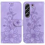 For Tecno Camon 40 Pro 4G Lily Embossed Leather Phone Case(Purple)