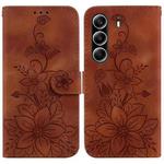 For Tecno Camon 40 Pro 4G Lily Embossed Leather Phone Case(Brown)