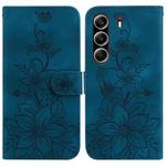 For Tecno Camon 40 Pro 4G Lily Embossed Leather Phone Case(Dark Blue)