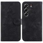 For Tecno Camon 40 Pro 4G Lily Embossed Leather Phone Case(Black)