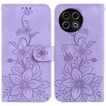 For Tecno Spark 30 Pro Lily Embossed Leather Phone Case(Purple)
