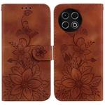 For Tecno Spark 30 Pro Lily Embossed Leather Phone Case(Brown)