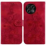 For Tecno Spark 30 Pro Lily Embossed Leather Phone Case(Red)