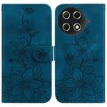 For Tecno Camon 30S / Camon 30S Pro Lily Embossed Leather Phone Case(Dark Blue)