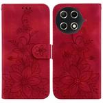 For Tecno Camon 30S / Camon 30S Pro Lily Embossed Leather Phone Case(Red)