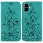 For Tecno Pop 10 / Spark Go 2 4G Lily Embossed Leather Phone Case(Green)