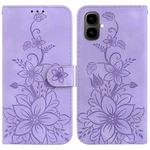 For Tecno Pop 10 / Spark Go 2 4G Lily Embossed Leather Phone Case(Purple)