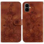 For Tecno Pop 10 / Spark Go 2 4G Lily Embossed Leather Phone Case(Brown)