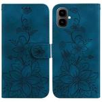 For Tecno Pop 10 / Spark Go 2 4G Lily Embossed Leather Phone Case(Dark Blue)