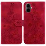 For Tecno Pop 10 / Spark Go 2 4G Lily Embossed Leather Phone Case(Red)