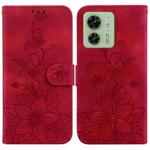 For Motorola Edge 40 Lily Embossed Leather Phone Case(Red)