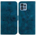 For Motorola Edge 40 Pro Lily Embossed Leather Phone Case(Dark Blue)