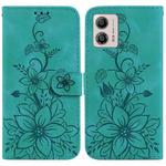 For Motorola Moto G13 / G23 / G53 Lily Embossed Leather Phone Case(Green)