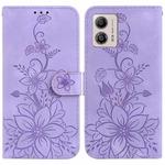 For Motorola Moto G13 / G23 / G53 Lily Embossed Leather Phone Case(Purple)