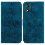 For Motorola Moto E13 Lily Embossed Leather Phone Case(Dark Blue)