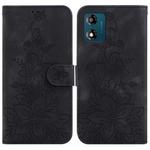 For Motorola Moto E13 Lily Embossed Leather Phone Case(Black)
