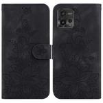 For Motorola Moto G72 Lily Embossed Leather Phone Case(Black)