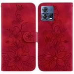 For Motorola Moto S30 Pro/Edge 30 Fusion 5G Lily Embossed Leather Phone Case(Red)