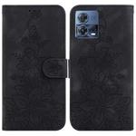 For Motorola Moto S30 Pro/Edge 30 Fusion 5G Lily Embossed Leather Phone Case(Black)