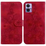 For Motorola Edge 30 Neo / Edge 30 Lite Lily Embossed Leather Phone Case(Red)