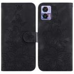 For Motorola Edge 30 Neo / Edge 30 Lite Lily Embossed Leather Phone Case(Black)