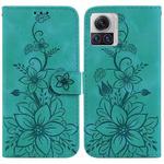For Motorola Moto X30 Pro/Edge 30 Ultra 5G Lily Embossed Leather Phone Case(Green)