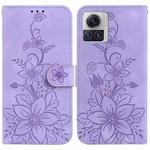 For Motorola Moto X30 Pro/Edge 30 Ultra 5G Lily Embossed Leather Phone Case(Purple)