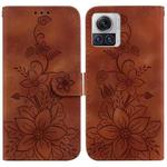 For Motorola Moto X30 Pro/Edge 30 Ultra 5G Lily Embossed Leather Phone Case(Brown)