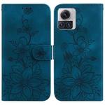 For Motorola Moto X30 Pro/Edge 30 Ultra 5G Lily Embossed Leather Phone Case(Dark Blue)