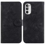 For Motorola Moto G62 5G Lily Embossed Leather Phone Case(Black)