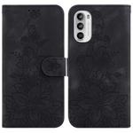 For Motorola Moto G52J JP Version Lily Embossed Leather Phone Case(Black)