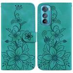 For Motorola Edge 30 Lily Embossed Leather Phone Case(Green)