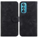 For Motorola Edge 30 Lily Embossed Leather Phone Case(Black)