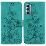 For Motorola Moto G Stylus 5G 2022 Lily Embossed Leather Phone Case(Green)